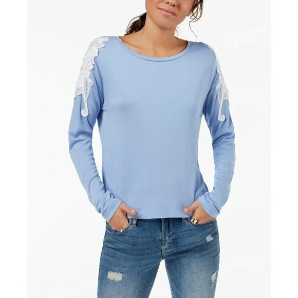 ONE HART Blue Embroidered Long Sleeve Top NWT XL - Picture 2 of 6